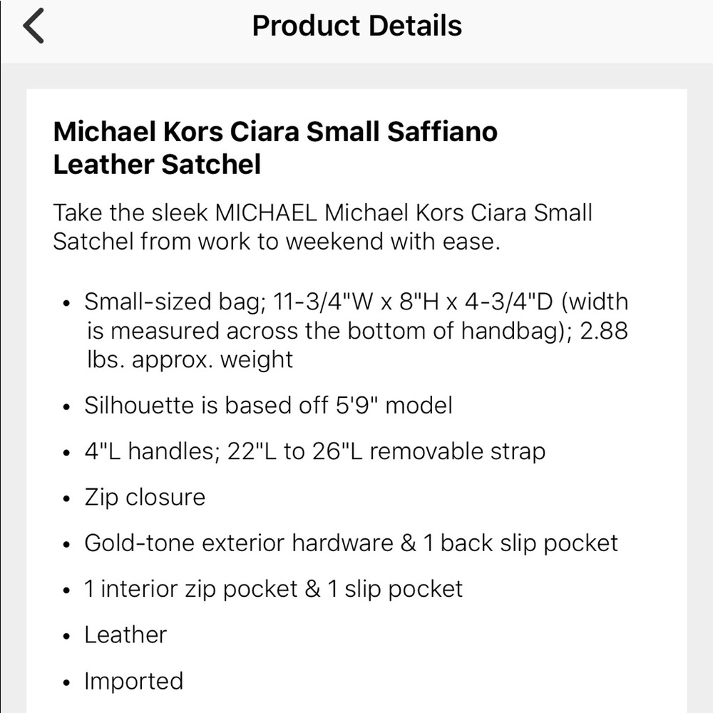 🌹SALE🌹MICHAEL KORS CIARA SMALL LEATHER SATCHEL - Picture 8 of 8